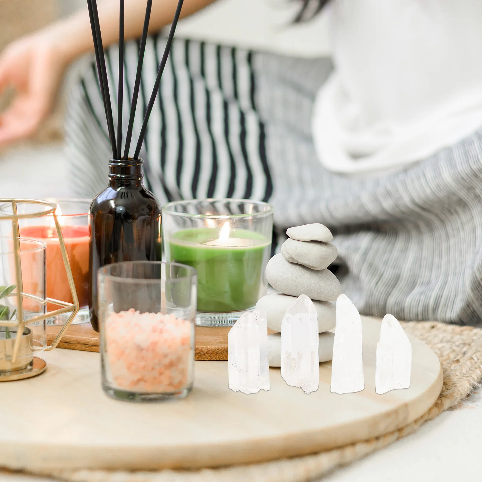 

10Pcs Natural Crystal Clear Crystal Wands Meditation Stone Yoga Classroom Decor Meditation Stone