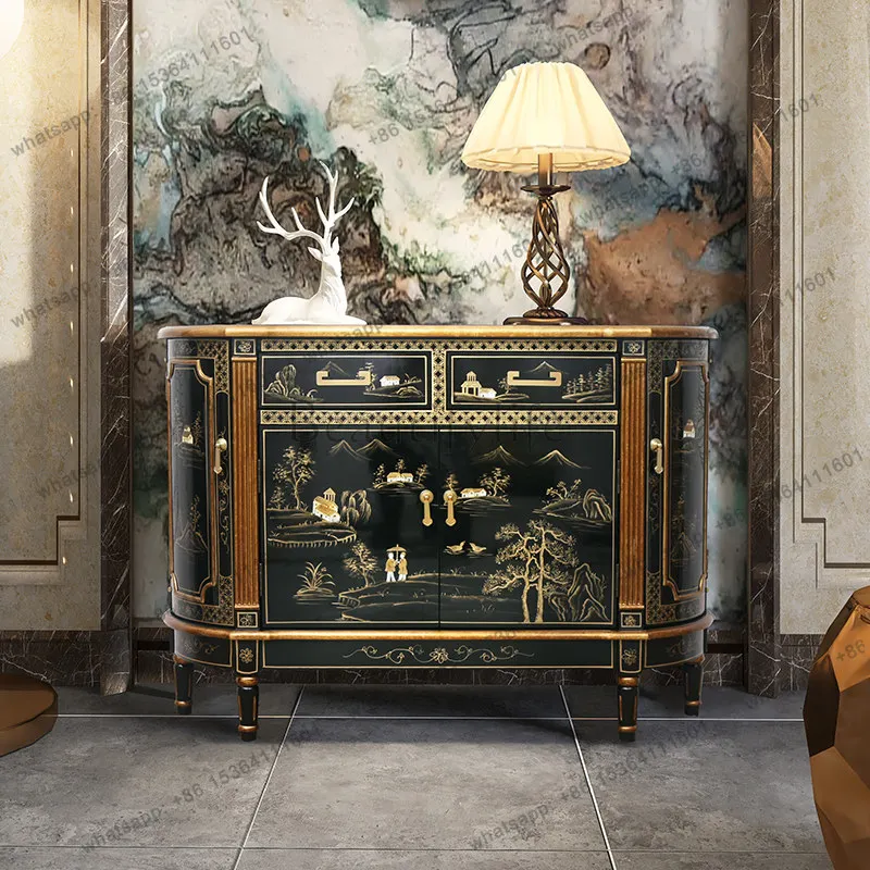 

LD25 New Chinese Style Light Luxury Entrance Hall Cabinet, Painted Decorative Storage Shoe Cabinet