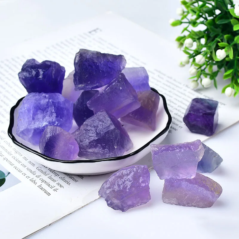 Natural Raw Blue Purple Fluorite Rock Home Decor Brilliant Irregular Rough Healing Quartz Crystal Chakra Gemstone Chunk Specimen