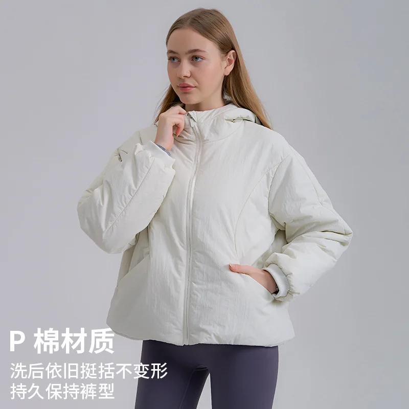 Windproof and warm outdoor three-dimensional cutting small short clip on cotton hooded cotton jacket cotton coat