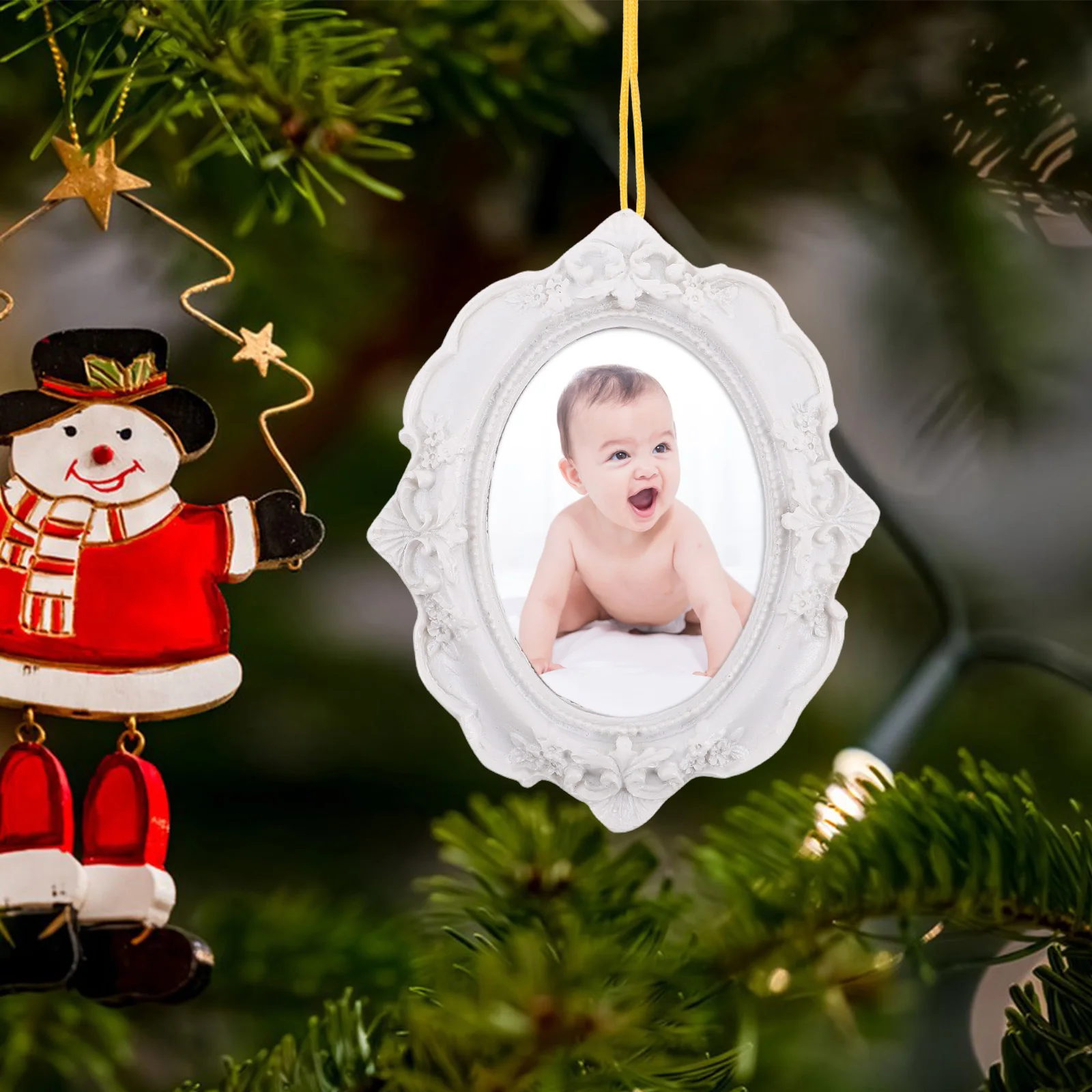 

Picture Creative Photo Frame Vintage Decor Ornate Household White Resin