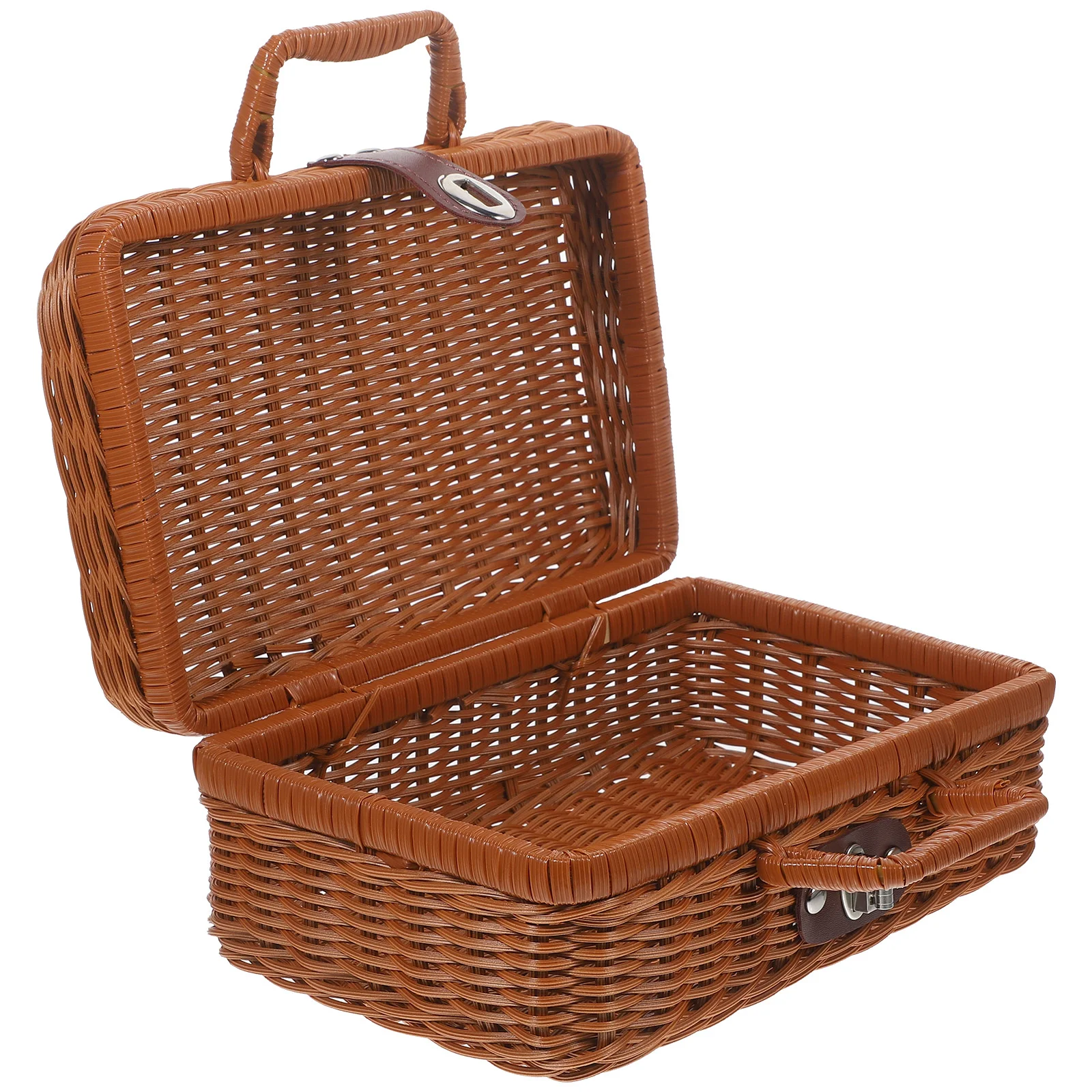 Imitazione Rattan Decor Travel Decor tessuto simulato intrecciato a mano cestino retrò cesto da Picnic in vimini