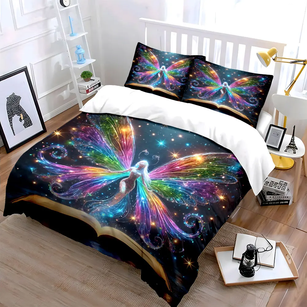 Fairy-Inspired Three-Piece Decor Set Multiple sizes kid's and adults' bedroom Exquisite 3PC bedding set, gift