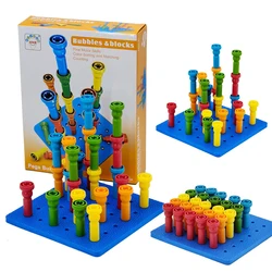 25PCS Nail Puller Training Toy Peg Board Set Montessori Therapy Fine Motor Puzzle Toy For Toddlers Pegboard Toy For Children
