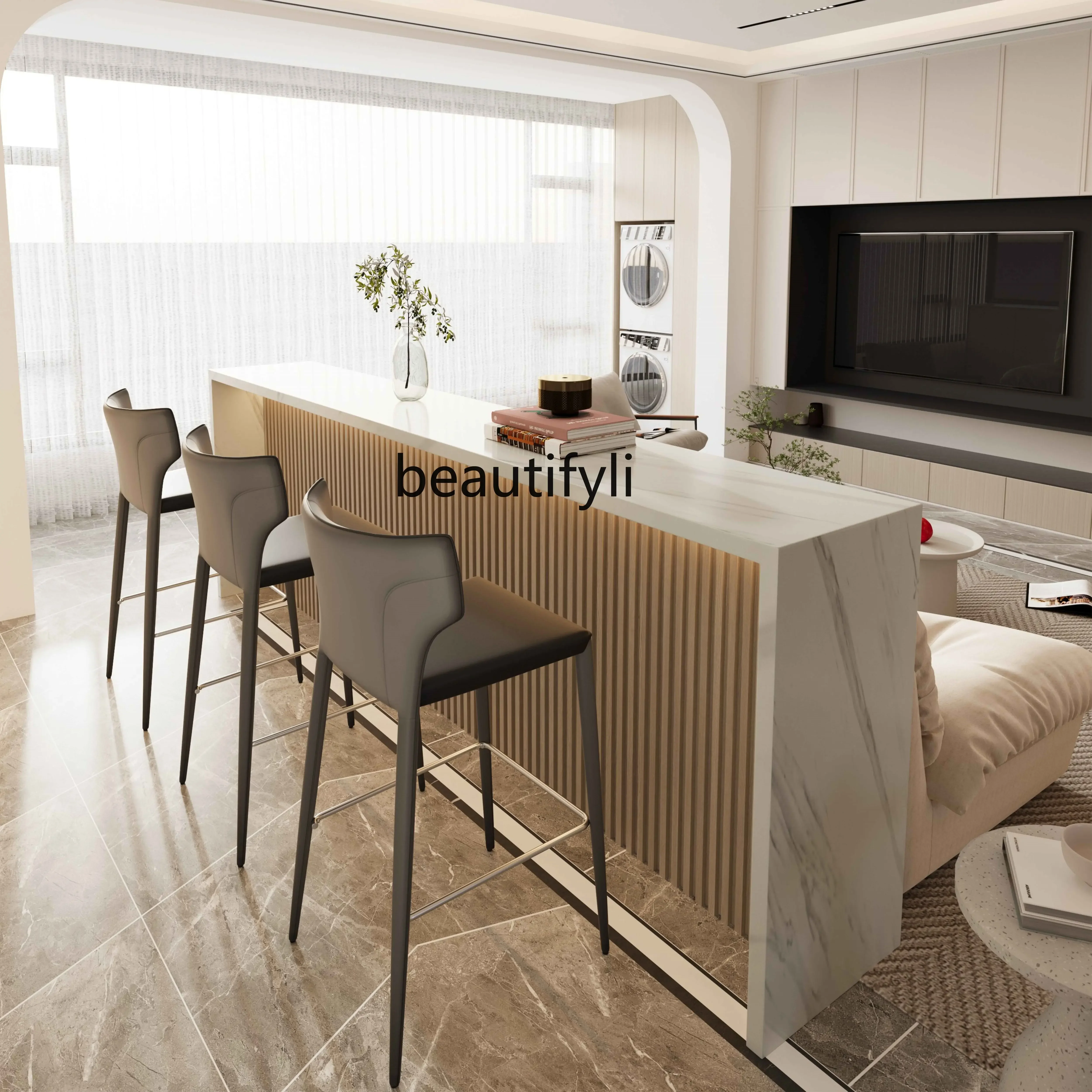 Zhongdao Table Dining Table Integrated Household Water Bar Stone Plate Sofa Hallway Storage Multifunctional