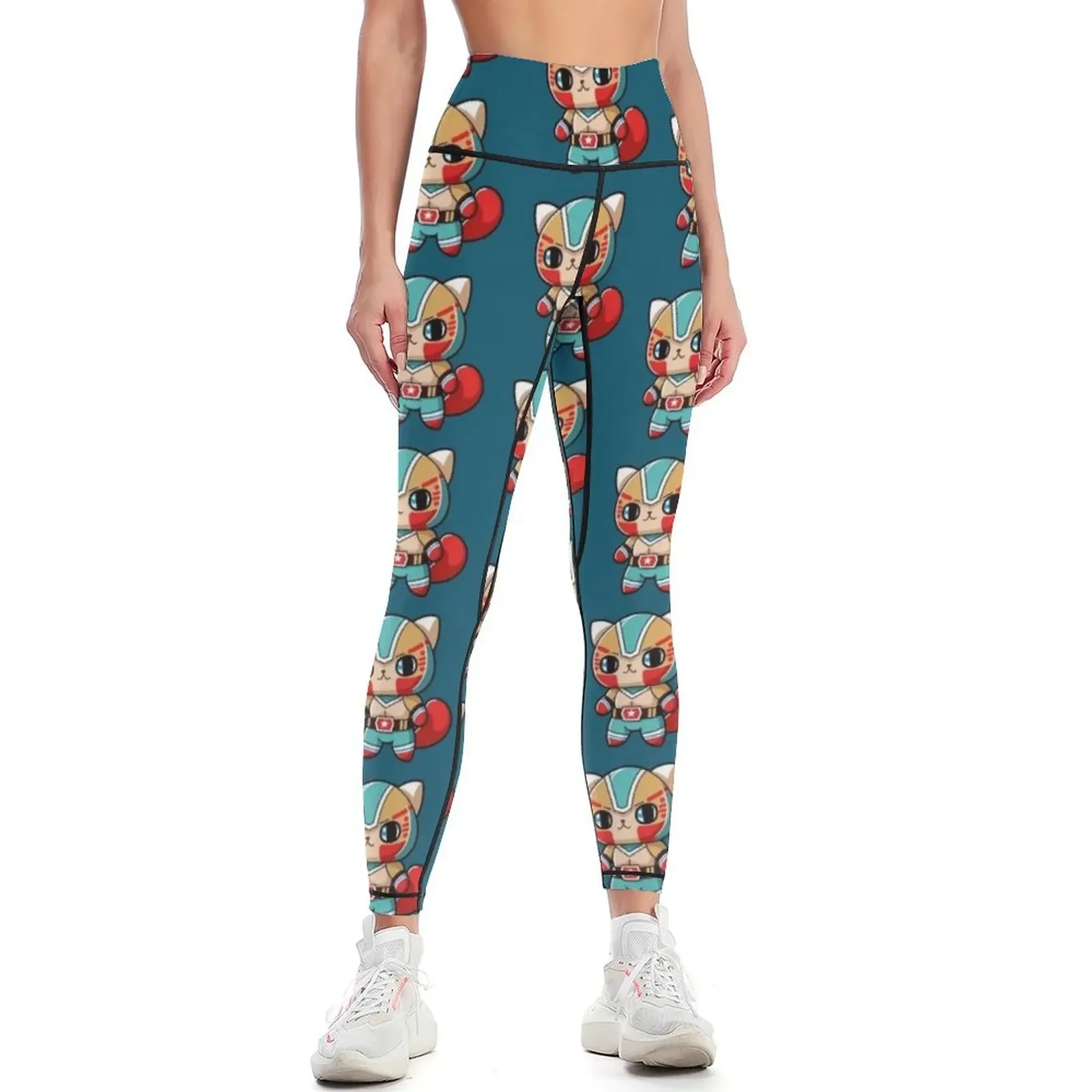 

Lucha Libre Cats Mexican Wrestling Kawaii Cats Chibi Cats Anime Lucha Libre 023 Leggings joggers for legging gym Womens Leggings