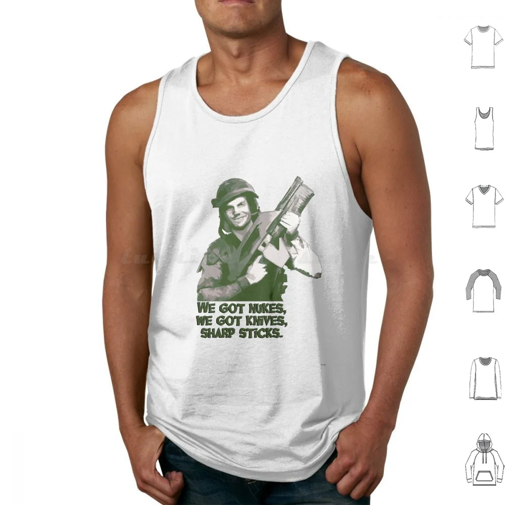Nukes , Knives , Sharp Sticks Tank Tops Print Cotton Ripley James Cameron Bill Paxton Movie 1980s 80s Movie Funny