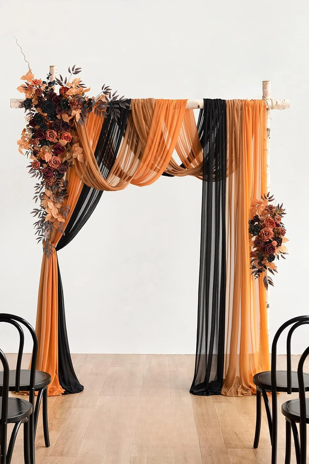 Deluxe Halloween Artificial Wedding Arch Flowers with Drapes Kit-Pack of 5, 2pcs Flower Arrangements 3pcs Hanging