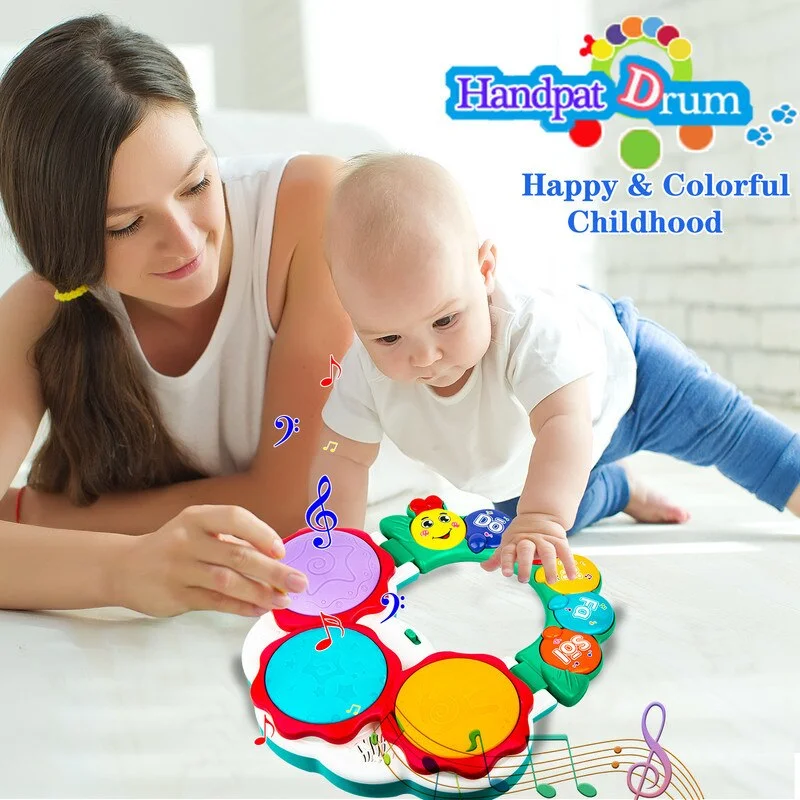 Foldable Baby Musical Drum Piano Toy,Light Sound Adjustable Volume,Infant Early Educational Sensory Toy for 6M+ Baby Shower Gift