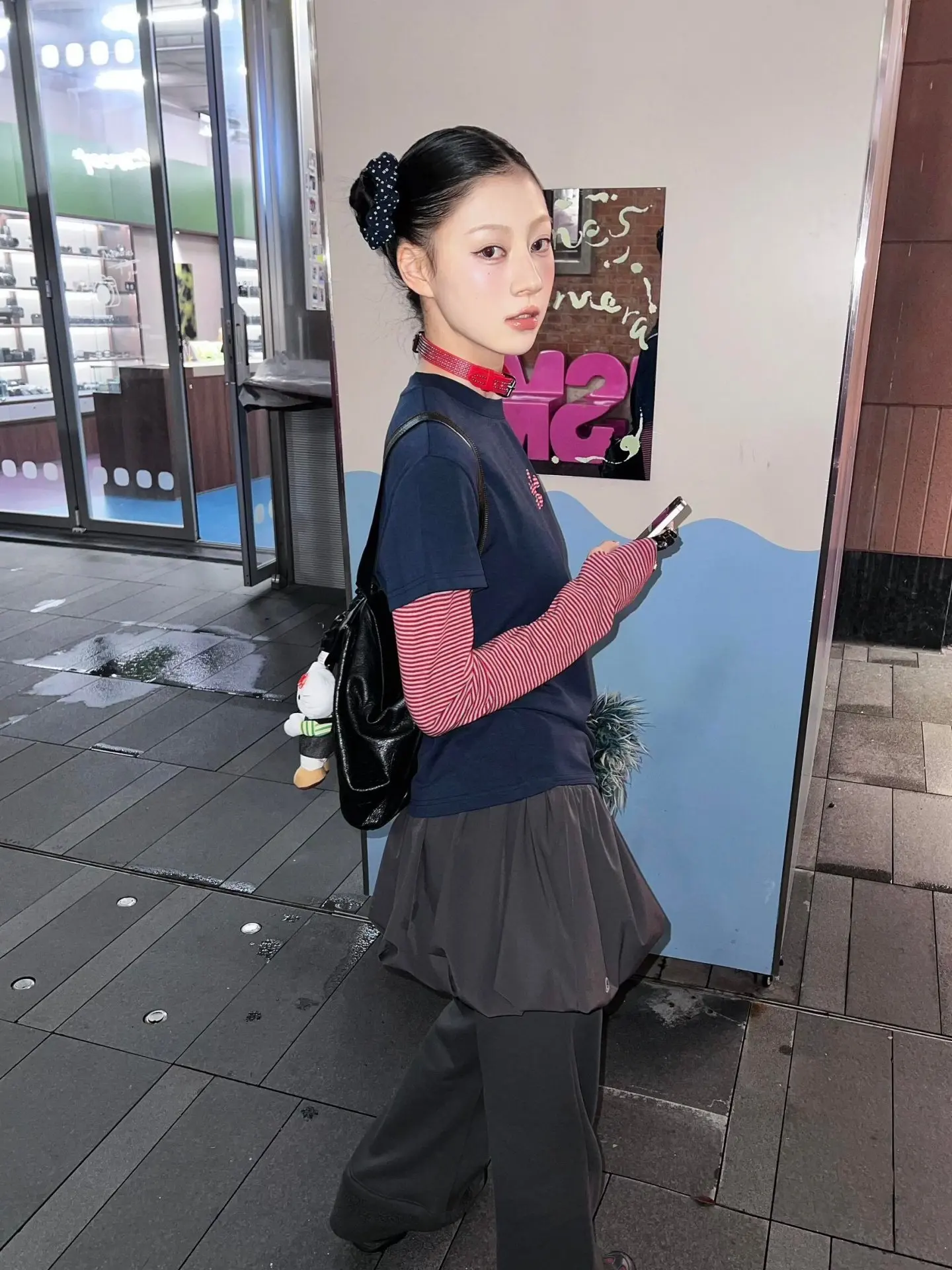 Tonngirls Harajuku Patchwork T-shirt Frauen Langarm Gestreiften Gefälschte Zwei Stücke Tops Streetwear Y2k Vintage Tops Japanische 2000er Jahre – Detail 6