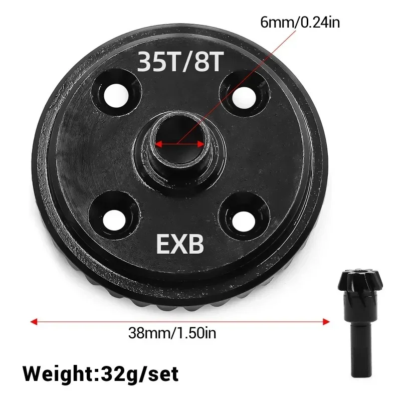 

35T 8T Steel Differential Ring Gear Pinion Gear ARA310980 for ARRMA 1/7 MOJAVE 1/8 KRATON EXB RC Car Upgrade Parts Accessories