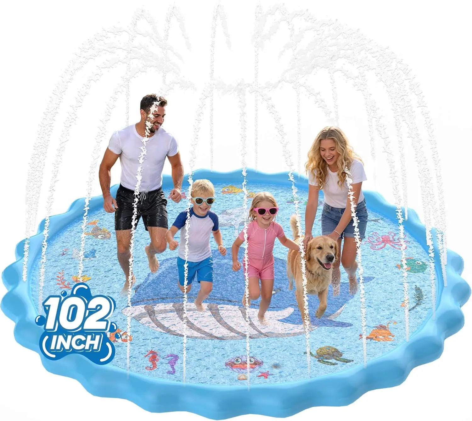 Dog Splash Pad PVC Material Large Size Inflatable Summer Blue