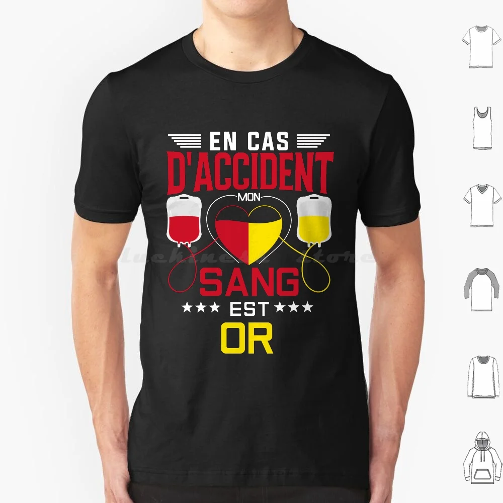 In Case Of Accident My Blood Is Gold T Shirt Big Size 100% Cotton Rc Lens Rc Lens Lensois Lensoise Lens France Soccer Lens