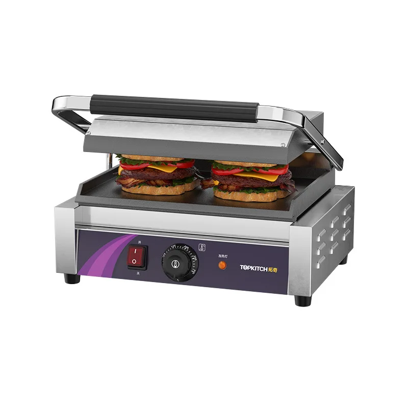 CX Commercial Plate Grilling Plate Double Sided Electric Hot Pressing Grilling Sandwich, Flat Enamel Plate Grilling Furnace