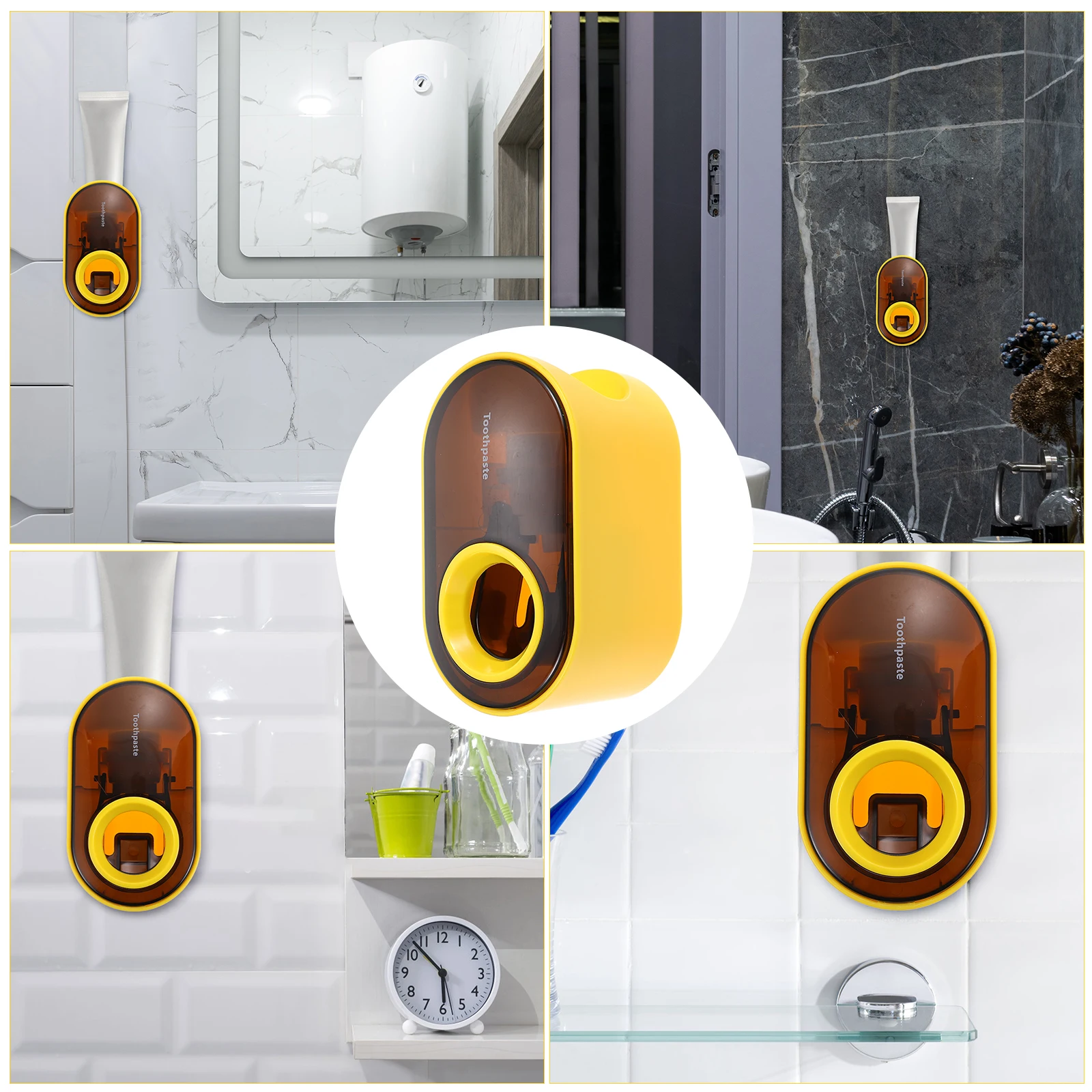 

Toothpaste Squeezer Holder Yellow Child Home Storage Bathrooms Hotels Quantitative Dispenser ABS Material Easy Kids