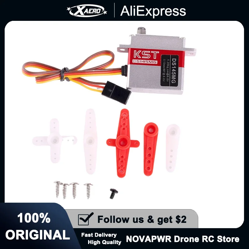 

KST DS145MG Micro Digital HV Servo CNC Metal Gear 5,5 кг для соревновательных планеров/дронов FPV (22x11x24 мм, 6-8,4 В)