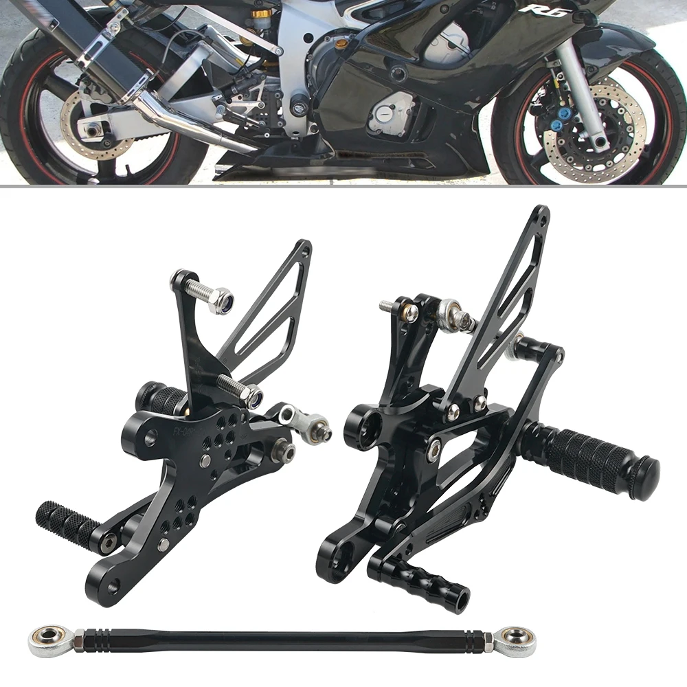 ヤマハr6 YZF-R6 yzf r6 1999 2000 2001 2002用モーターサイクルフットコントロールリアセット,シフターロッドフットレスト