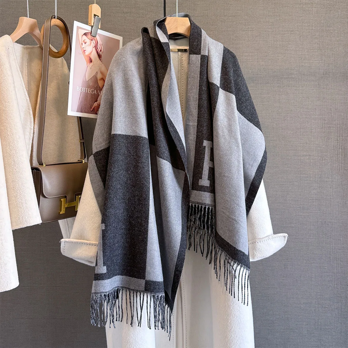 2025 outono inverno cachecol feminino luxo quente viagem cachecóis cashmere pashmina com borla xale bufanda longo grande envoltório casual novo