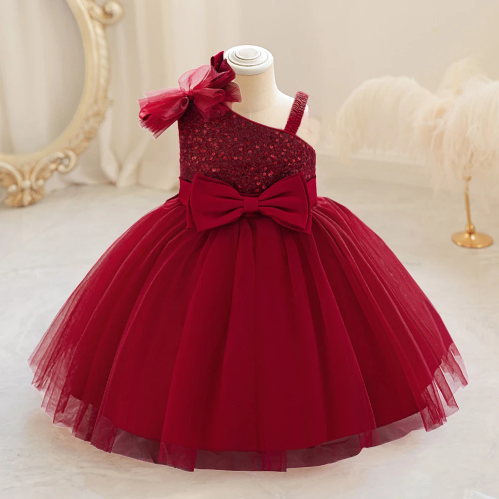 Sequins 1st Birthday Party Baby Dresses Toddler Baptism Tulle Wedding Evening Princess Dress for Girls Flower Christmas Costumes