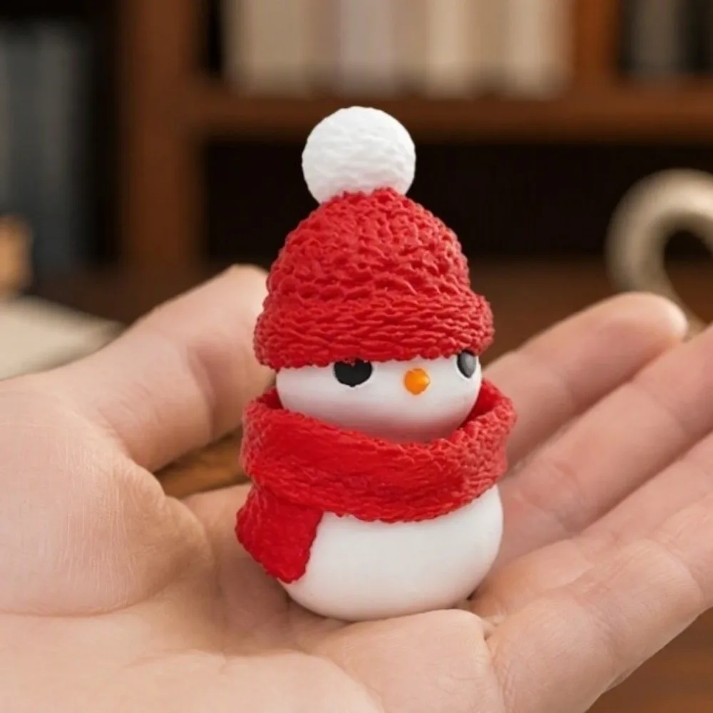 3D Printed Mini Clicker Ornament Lightweight Relaxation Snowman Button Cap Clicker Creative Portable Christmas Snowman Figurine