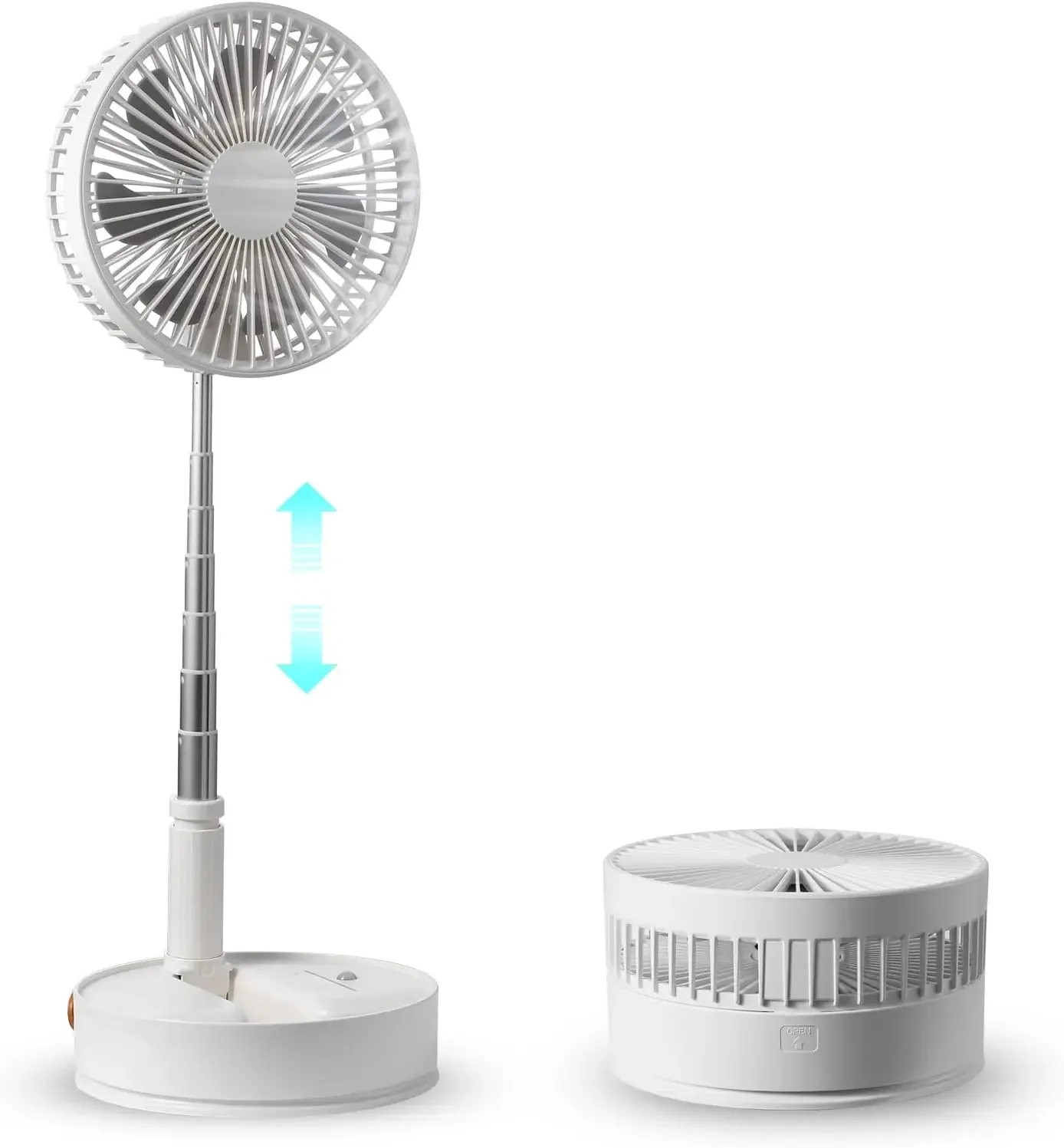 8 Inch Foldable Oscillating Standing Fan with Remote Control, 4 Speed Adjustable Desk Fan, 7200mah Rechargeable USB Small Fan