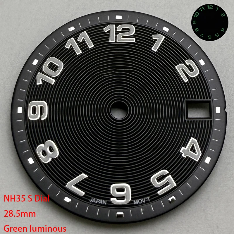 Top Watch 28.5mm S Logo Black Records CD Dial Fit NH35/NH36/7S/4R Movement Dial Watch Modification Accessories