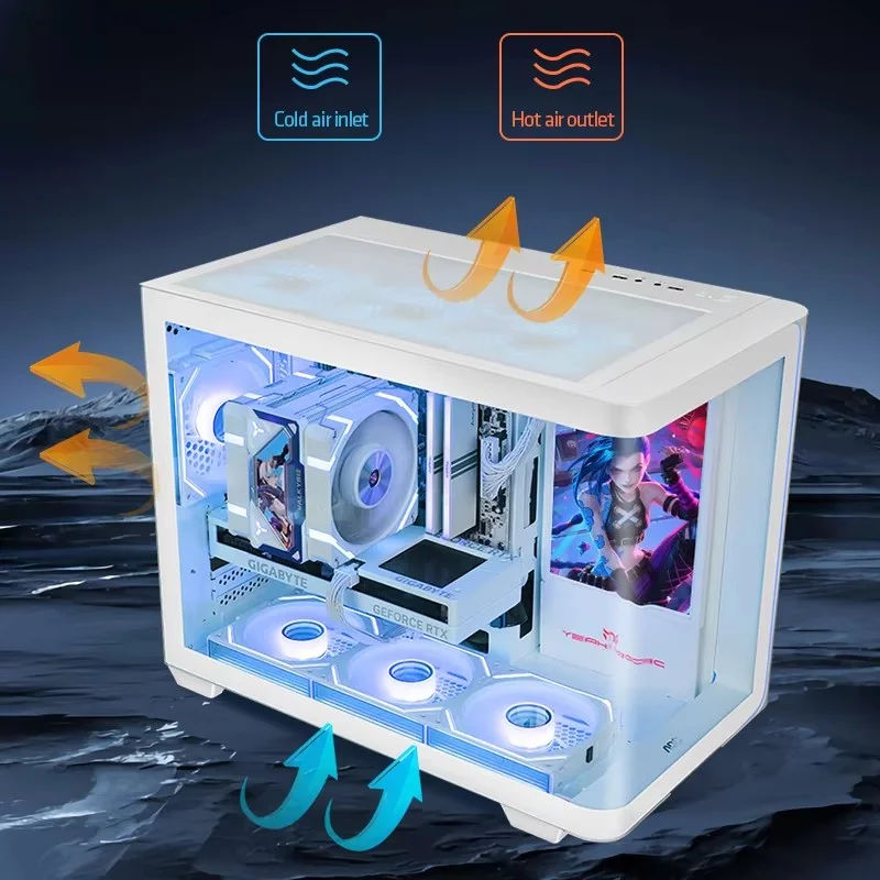 Yeah Magic BIFROST MATX PC Case Desktop Computer Case Sea View Room Chassis PC Case ARGB Light Strip Support 360 Water-cooled