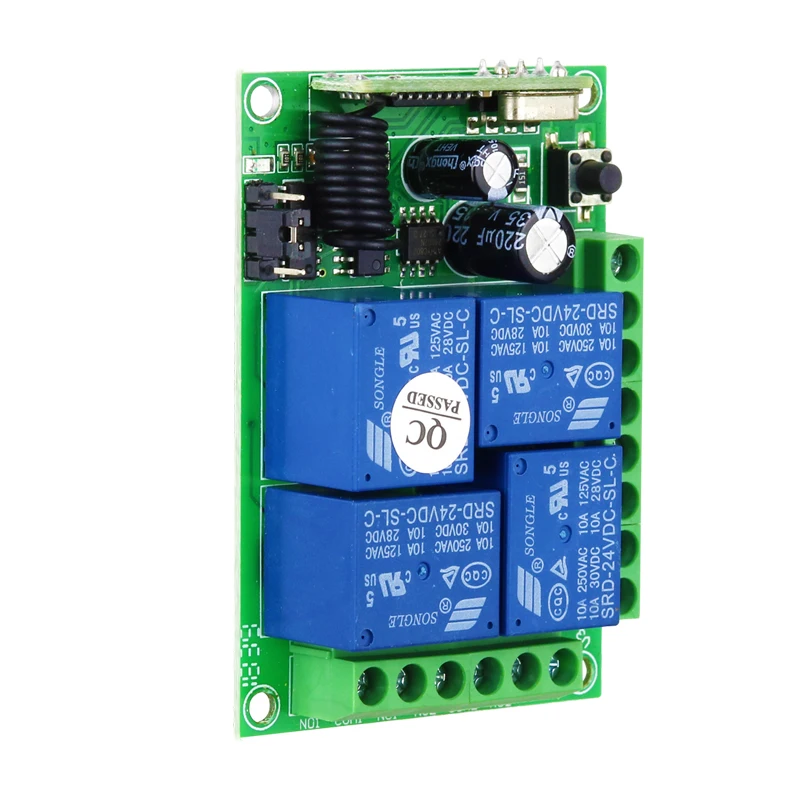 12V Four Way Crossover Learning Code Wireless Garage Door Remote Control Receiving Circuit Board Module