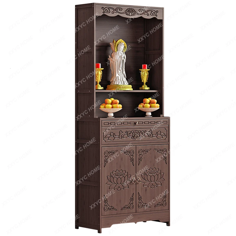 Buddhist shrine   vertical cabinet God of Wealth cabinet Shinto table  household incense case Guanyin Buddha statue