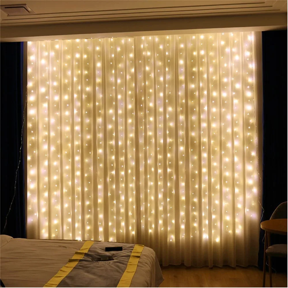 

Christmas Decoration 2024 Festoon Led Fairy Lights New Year 2024 Garlands Curtain 3MX3M USB Operated With Remote Wedding Decor