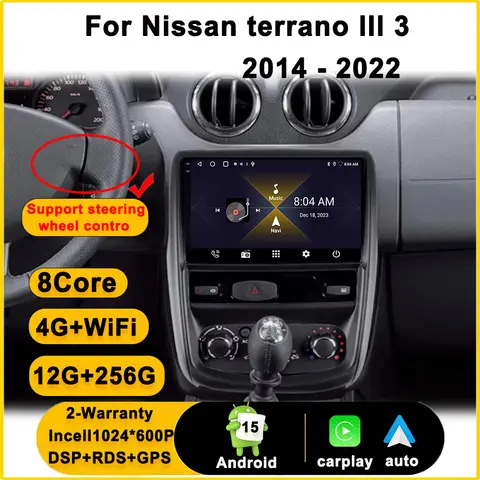 Android 14 For Renault Duster 1 2010 - 2015 For Nissan terrano lll 3 2014 - 2022 Car Radio Carplay Navigation GPS Stereo Auto