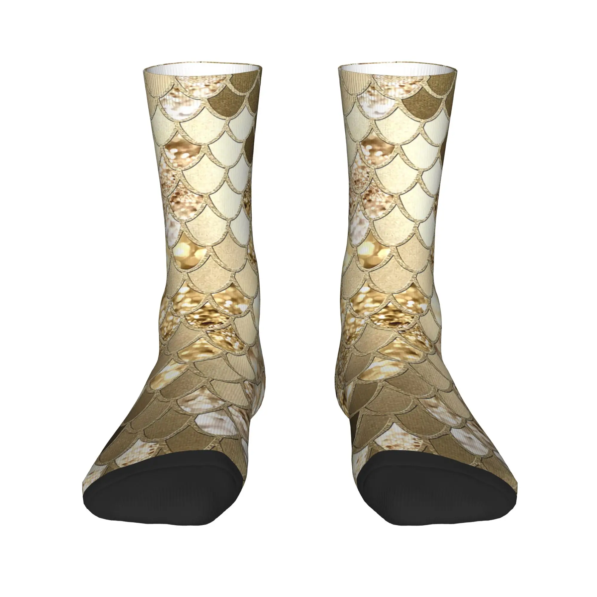 

Крутые блестящие носки с чешуей русалки для мужчин и женщин, теплые футбольные спортивные носки с 3D принтом