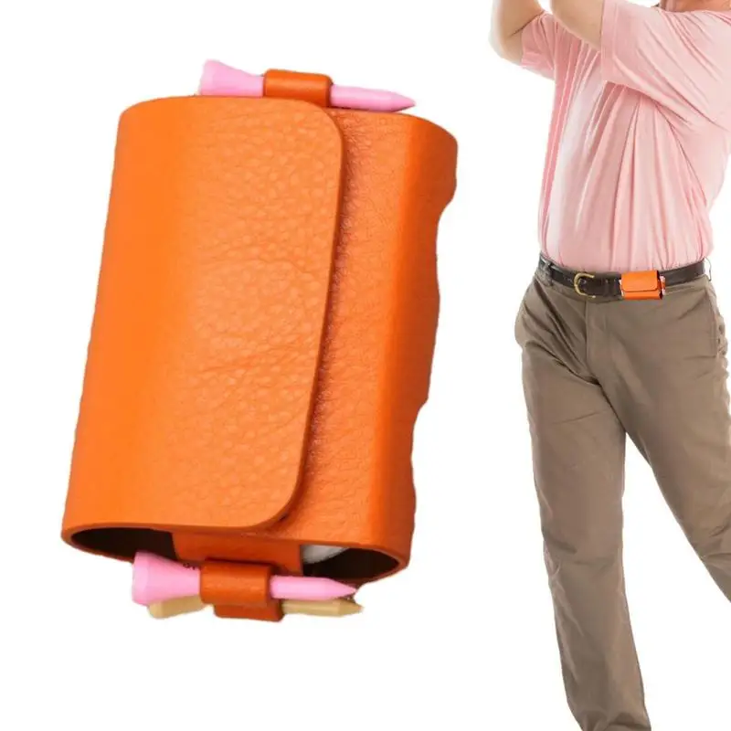 Golf Ball Bag Pouch Outdoor Travel Case 2 Balls 4 Golf Tees Portable Waist Storage Bags PU Leather Golf Supplies Accessories