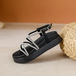 Platform Sandals for Women's New Casual Rhinestone Roman Sandals for External Wear Luxury Sandals Women Designers Ladies Shoes