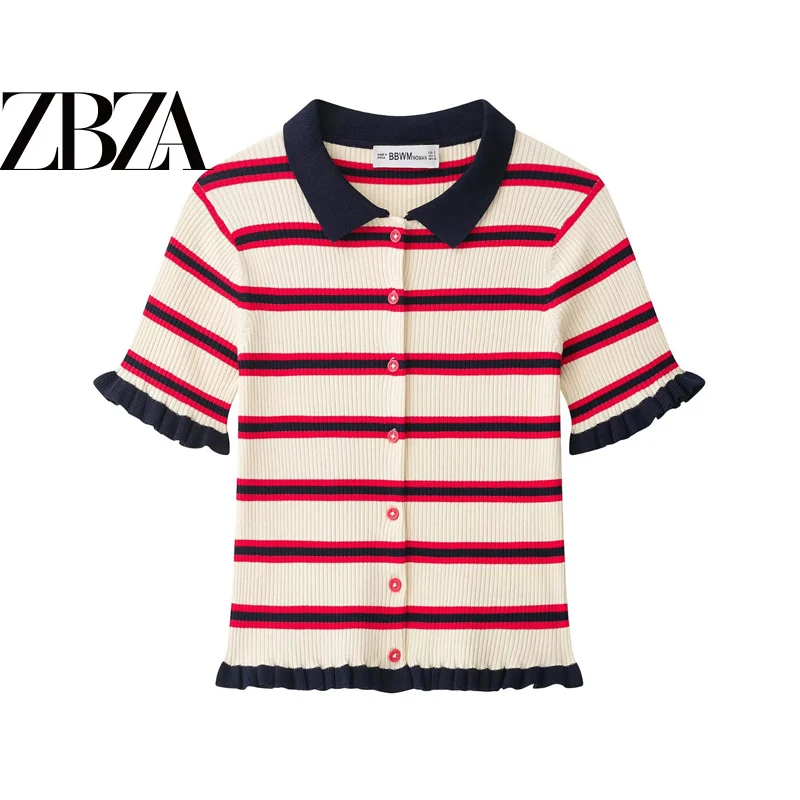 Chaqueta de punto a rayas estilo vintage para mujer, corte ajustado, cárdigan abierto informal, fibra de poliéster