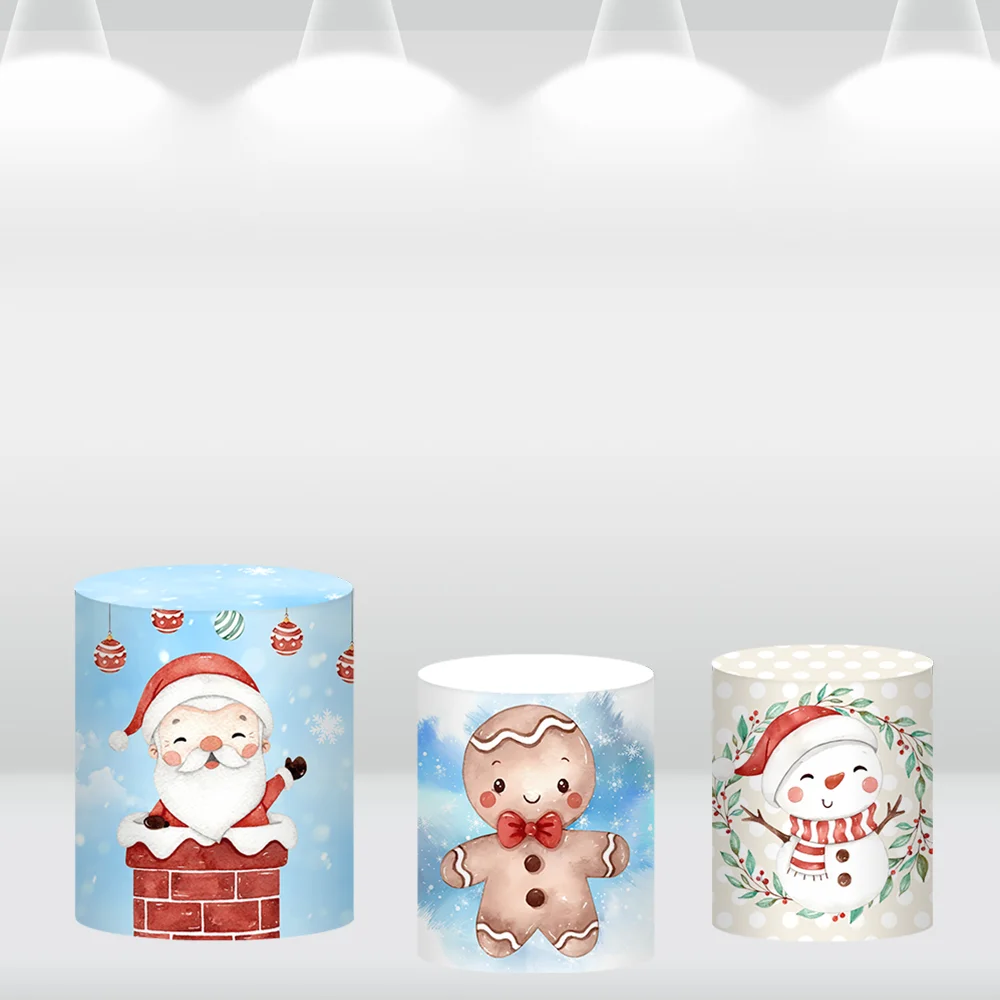 Vintage Schattige Kerstman Kerstfeest Ronde Cirkel Achtergrond Cover Winter Sneeuwpop Baby Achtergrond Snoep Tafel Cilinder Covers