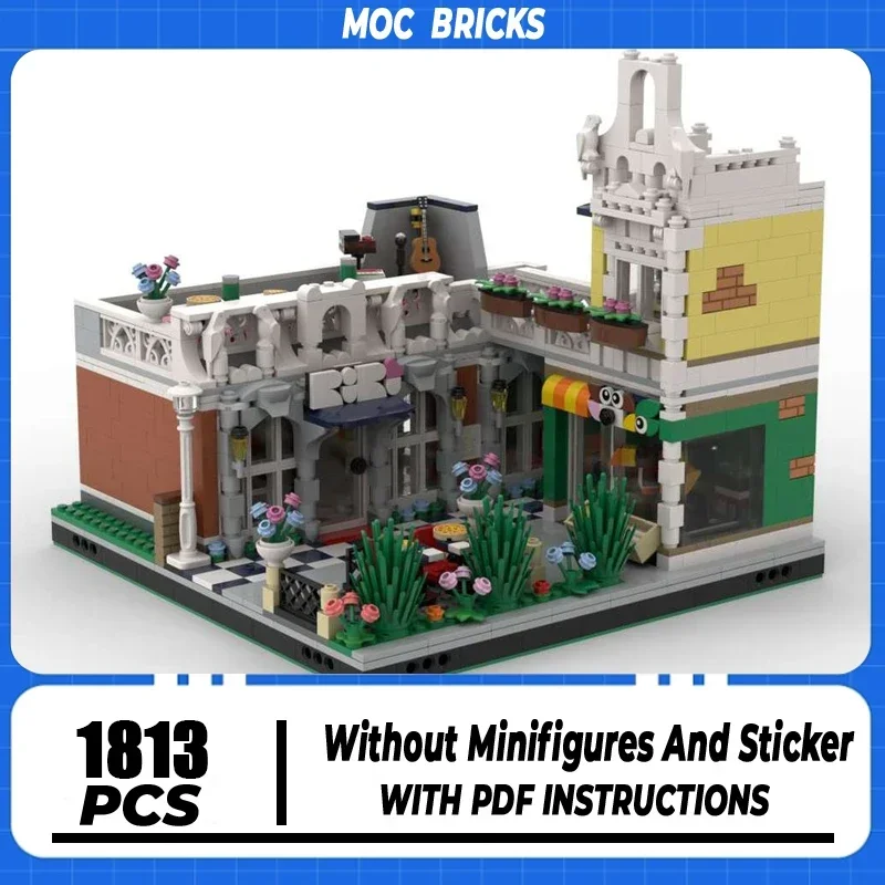 

Moc Building Block Restaurant & Pet Store Model Technology Brick DIY Assembly Modular City Street View Toy For