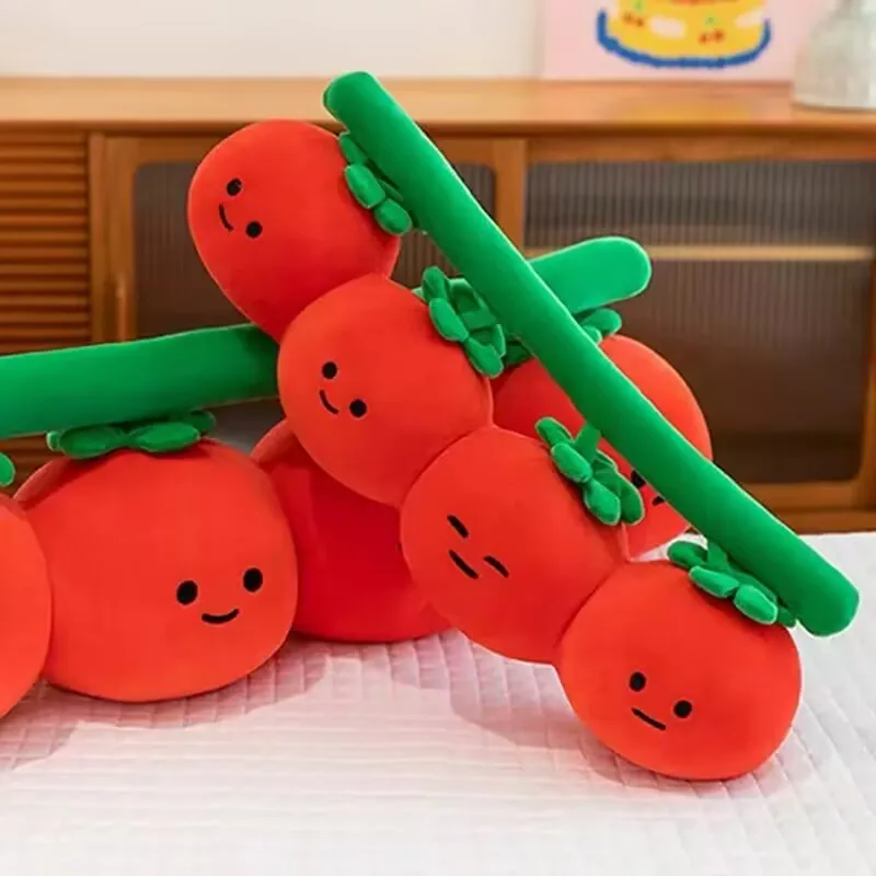 Tomato Pillow Soft Plush Toys Cute Four Connected Branches Tomato Hug Pillow Sofa Bed Lumbar Cushion Suitable For Home Decor