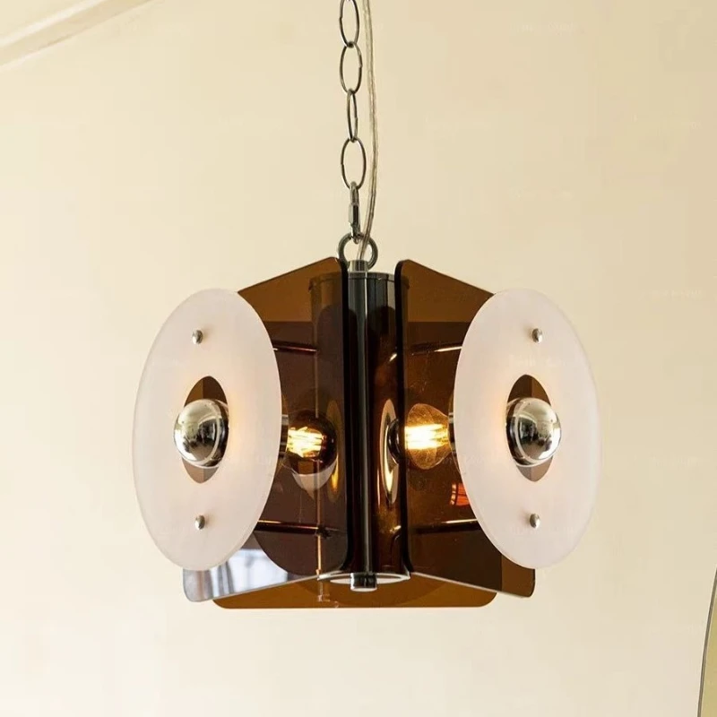 Bauhaus Nordic Acrylic Pendant Light Coffee Colored Three Headed Hanging Lamps Bedroom Lighting Fixtures Kitchen Bar LED Fixture