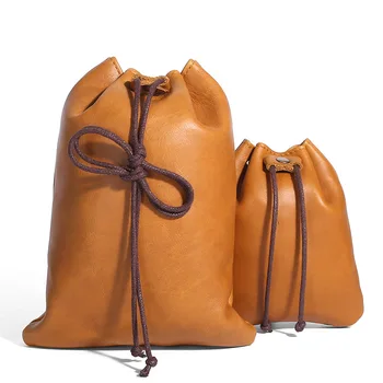 男性と女性のための本革の巾着ポーチ,プレミアムコインホルダー