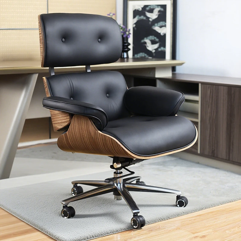 

Comfortable Cute Office Chair Luxury Leather High Back Rolling Office Chair Swivel Accent Lounge Chaise De Bureaux Furniture