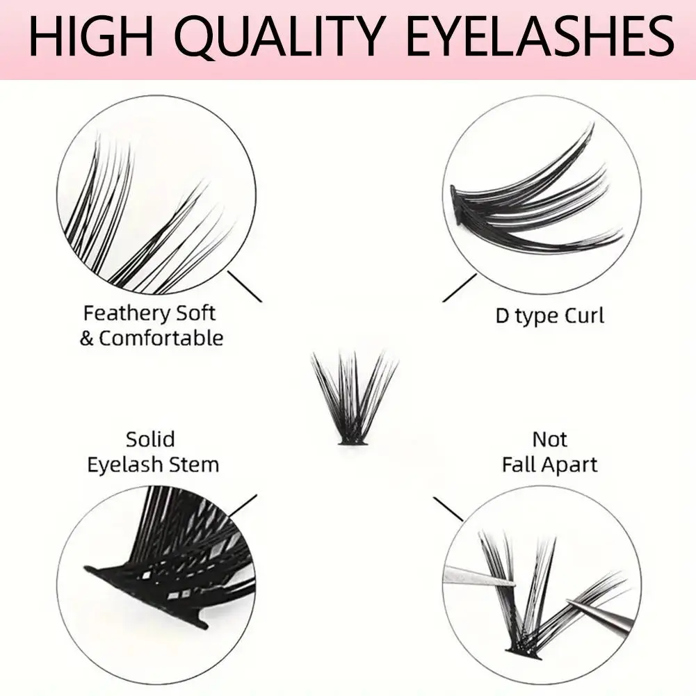 Pestañas individuales, pestañas en racimo, aspecto Natural, pestañas largas mezcladas, bandeja DIY, extensión de pestañas, grupos de volumen, pestañas B6T0