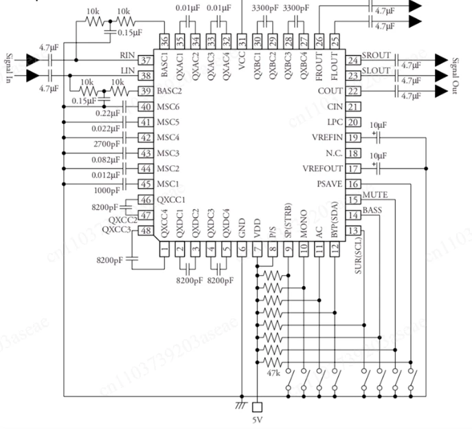 QS7785CF High-End 5.1-Channel Virtual Surround Sound Processing Board with Single Power Supply