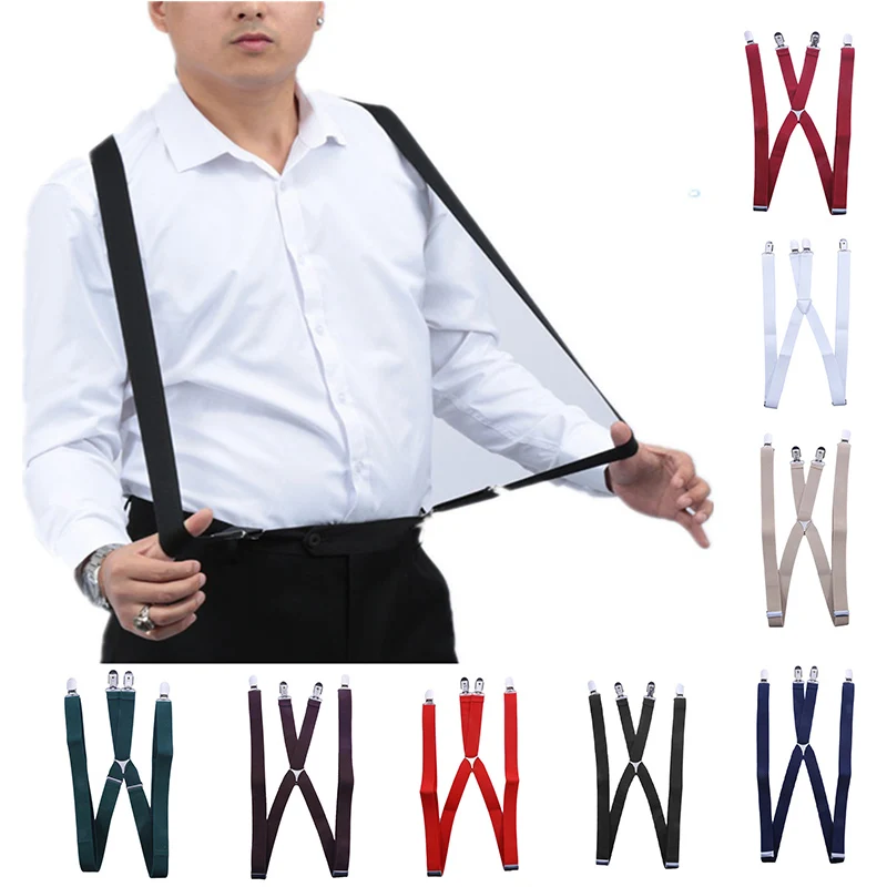 2.5 X110cm Elastic Polyester Suspenders Men 4 Clips Vintage Men's Women Suspender Trousers Wedding Suspension For Skirts