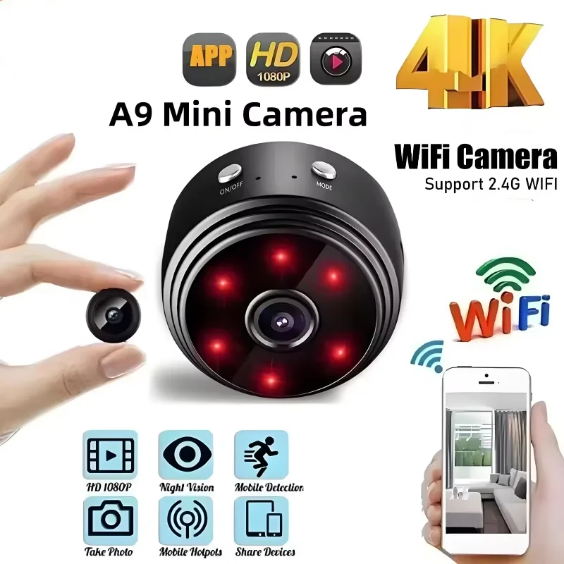 A9 WiFi Camera Safety Monitor Mini 1080P HD Camcorders Indoors Night Version Video Intelligent Camera Security Protection