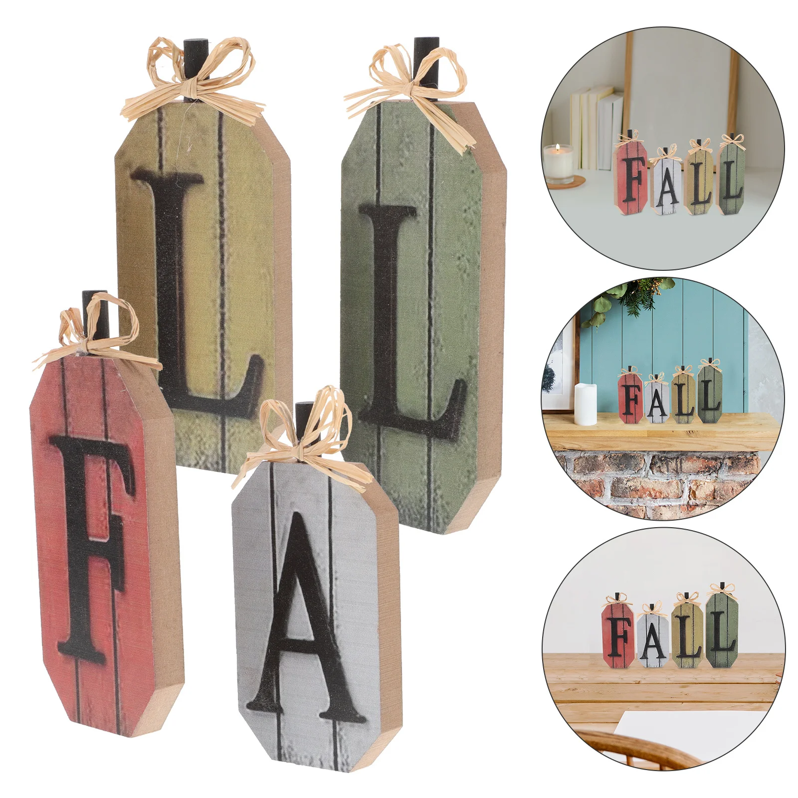 

4Pcs Vintage Fall Decor Wood Signs Rustic Farmhouse Pumpkin Tabletop Mantle Decorations Autumn Centerpiece Fall Room Decor