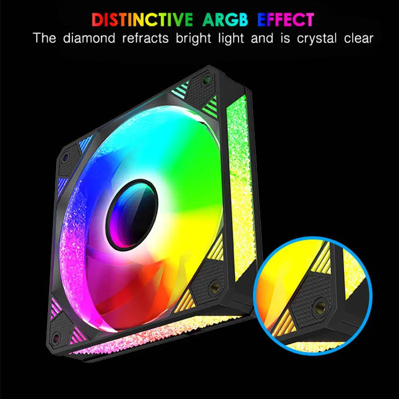 JUMPEAK 120 мм ARGB вентилятор, бесконечный зеркальный кристаллический эффект, тихий 12 см Φ для компьютера, ПК, стиль охлаждения, Водяной кулер для ЦП