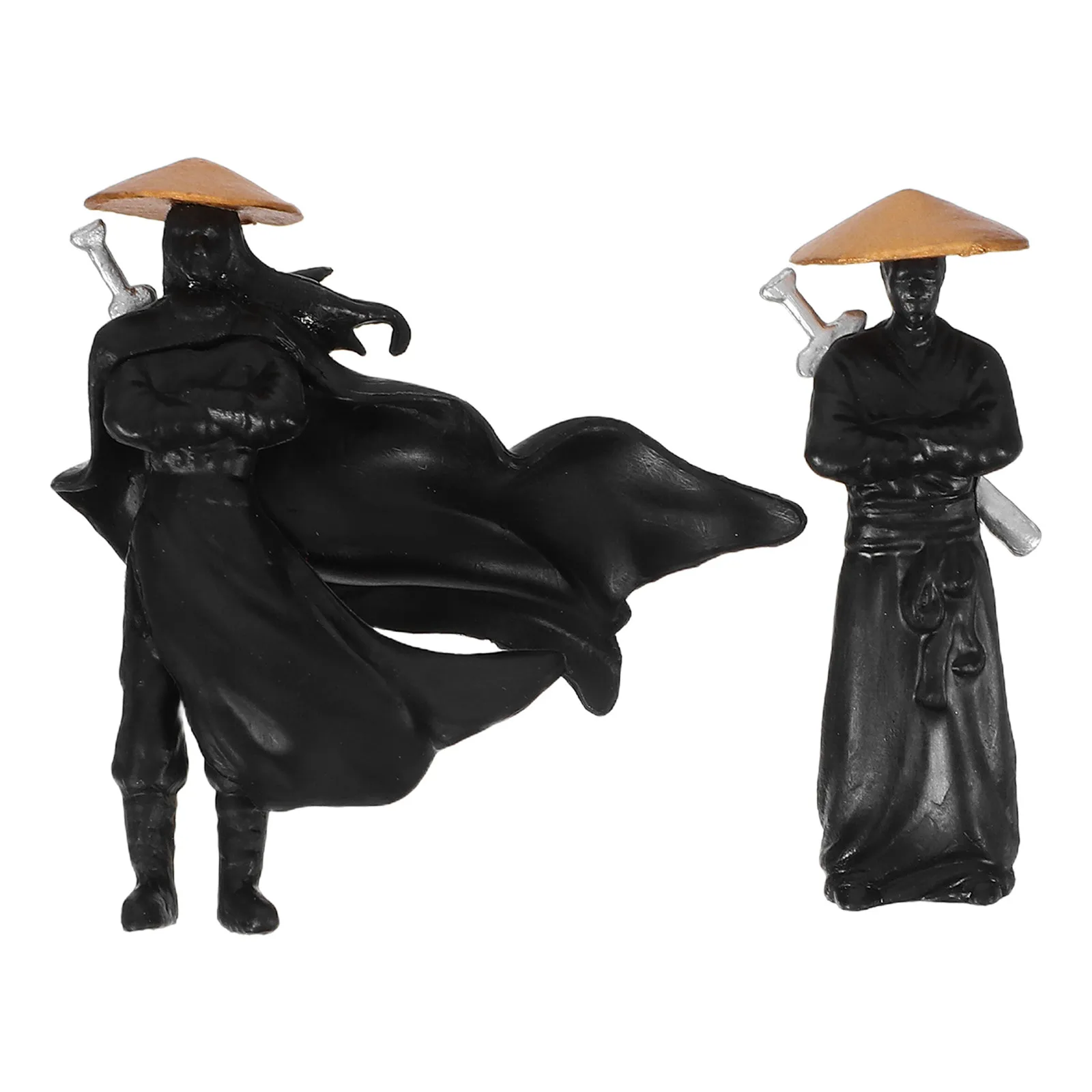 2Pcs Ancient Chinese Warrior Miniature Ornament Exquisite Micro Landscape Decor for Bonsai Terrarium Desktop Garden