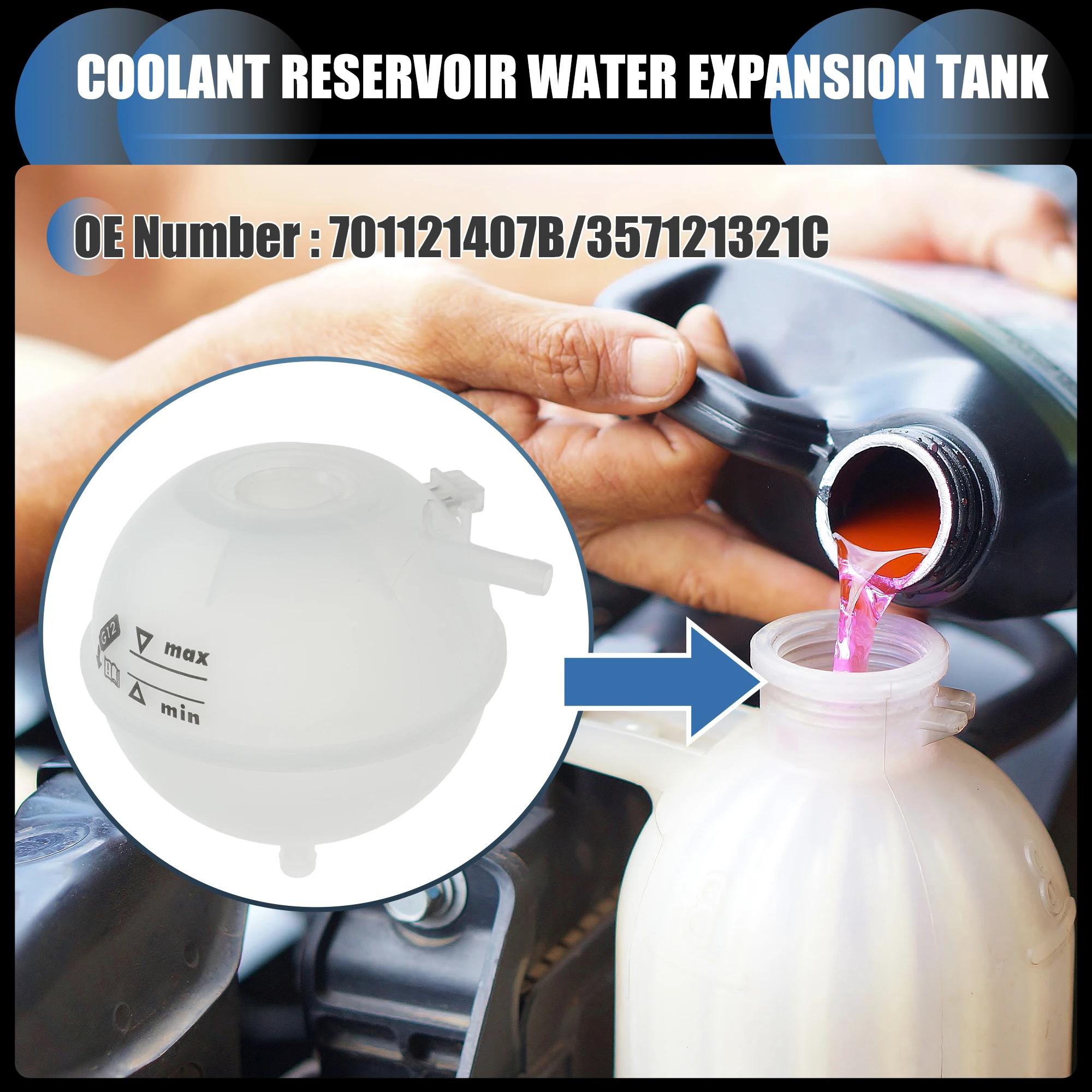 

UXCELL 1 Set Coolant Expansion Overflow Tank w/ Sensor and No.701121407B for VW