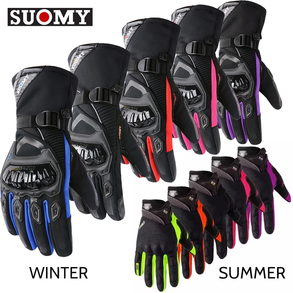 

SUOMY мотоциклетные перчатки дышащие летние зимние теплые гоночные перчатки для мотокросса водонепроницаемые защитные перчатки для сенсорного экрана велосипедные байкерские перчатки